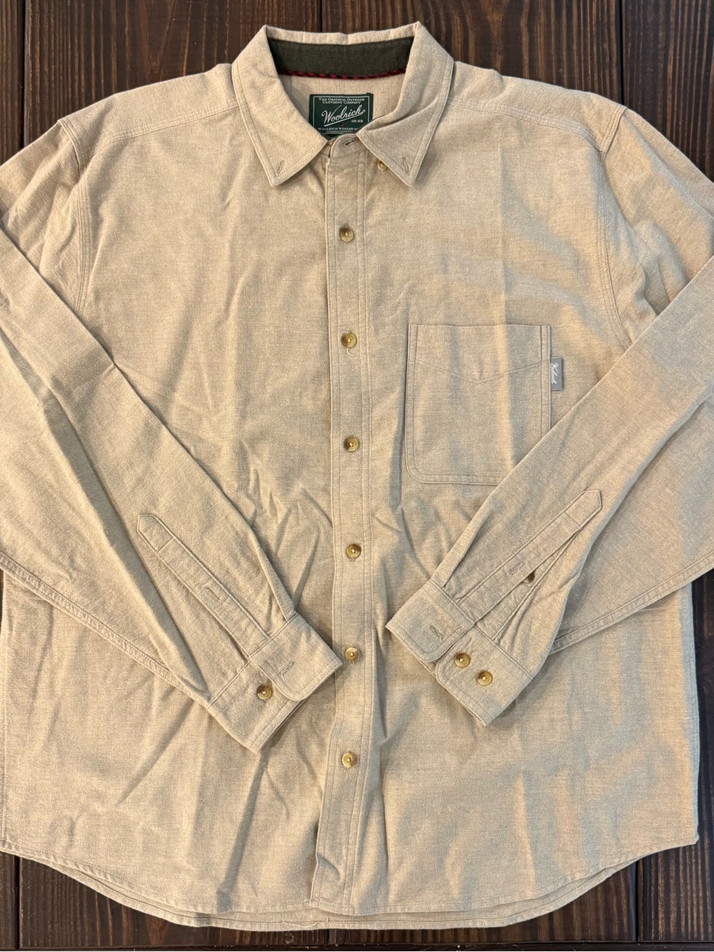 Woolrich Men's Button-Down Shirt in Light Beige